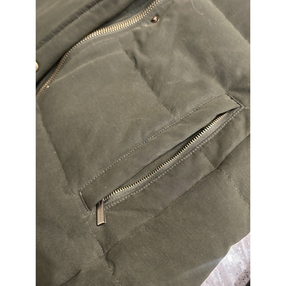 Michael Kors Women's Coat Medium Green Hooded Faux Fur Trim Puffer Winter Ski - Picture 9 of 12